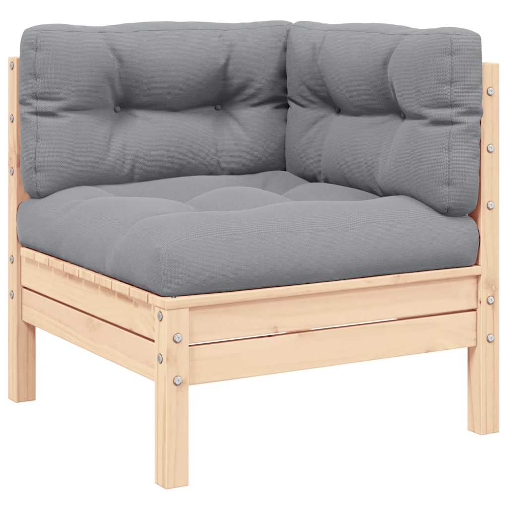 vidaXL 3-tlg. Garten-Lounge-Set mit Grauen Kissen Kiefer Massivholz