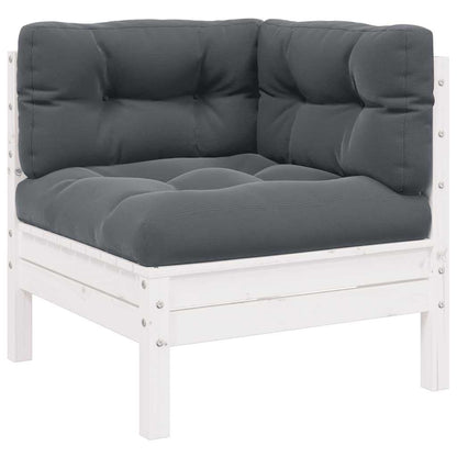 vidaXL Ensemble de salon de jardin 3 pcs avec coussins Blanc Bois de pin massif