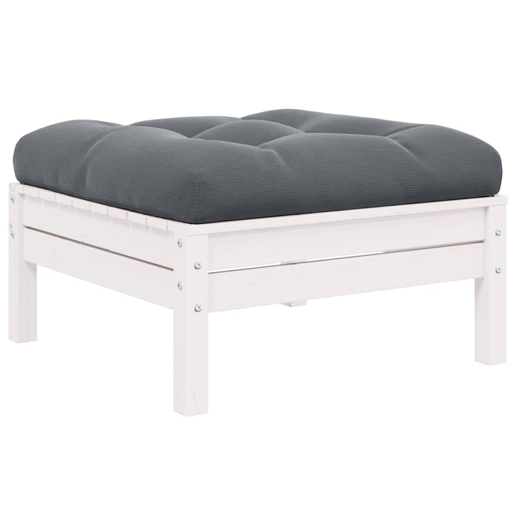 vidaXL Ensemble de salon de jardin 3 pcs avec coussins Blanc Bois de pin massif
