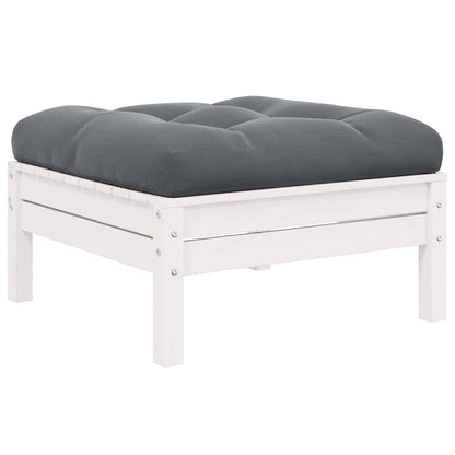 vidaXL Ensemble de salon de jardin 3 pcs avec coussins Blanc Bois de pin massif