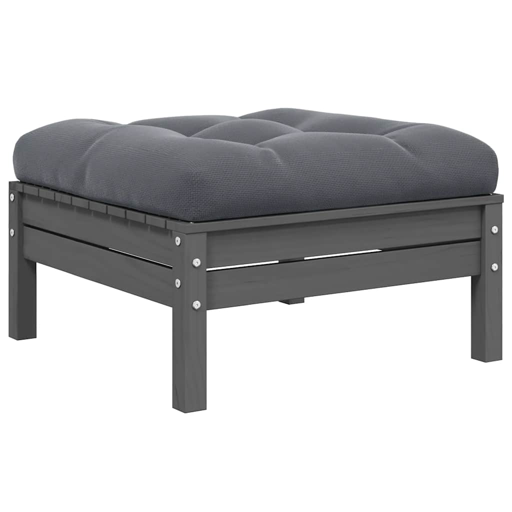vidaXL 3-tlg. Garten-Lounge-Set mit Kissen Grau Kiefer Massivholz
