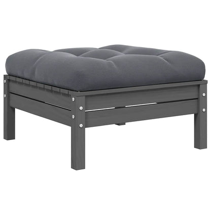 vidaXL 3-tlg. Garten-Lounge-Set mit Kissen Grau Kiefer Massivholz