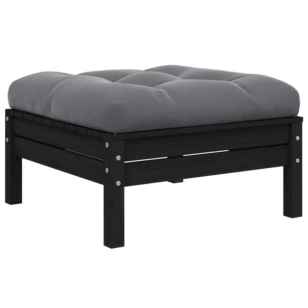 vidaXL 3-tlg. Garten-Lounge-Set mit Kissen Schwarz Kiefer Massivholz