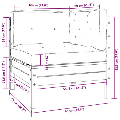 vidaXL 3-tlg. Garten-Lounge-Set mit Kissen Schwarz Kiefer Massivholz