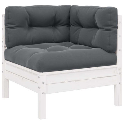 vidaXL Ensemble de salon de jardin 3 pcs avec coussins Blanc Bois de pin massif