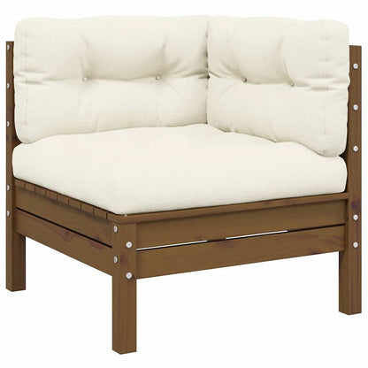 vidaXL Salon de jardin 3 pcs avec coussins crème Bois de pin massif