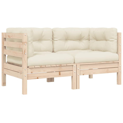 vidaXL Ensemble de jardin lounge 3 pcs avec coussins crème Bois de pin massif