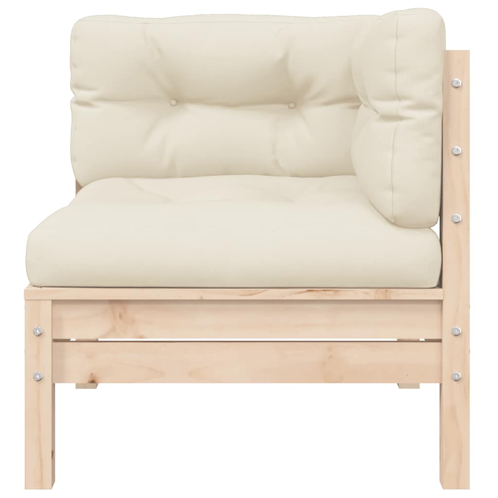 vidaXL Ensemble de jardin lounge 3 pcs avec coussins crème Bois de pin massif