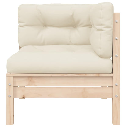 vidaXL Ensemble de jardin lounge 3 pcs avec coussins crème Bois de pin massif