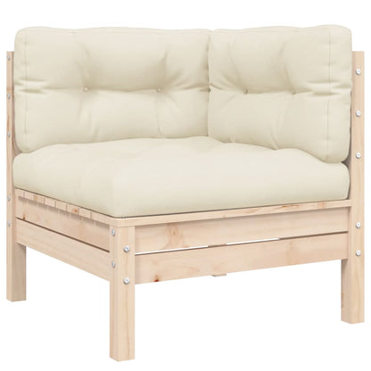 vidaXL Ensemble de jardin lounge 3 pcs avec coussins crème Bois de pin massif