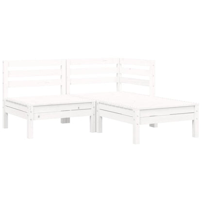 vidaXL Salon de jardin 3 pcs avec coussins Blanc Bois de pin massif