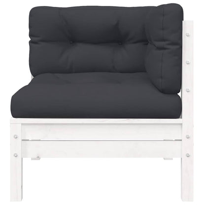 vidaXL Salon de jardin 3 pcs avec coussins Blanc Bois de pin massif