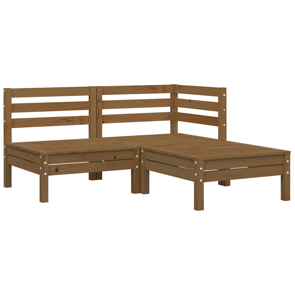 vidaXL Salon de jardin 3 pcs avec coussins crème Bois de pin massif