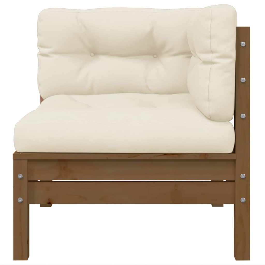 vidaXL Salon de jardin 3 pcs avec coussins crème Bois de pin massif