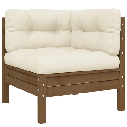 vidaXL Salon de jardin 3 pcs avec coussins crème Bois de pin massif