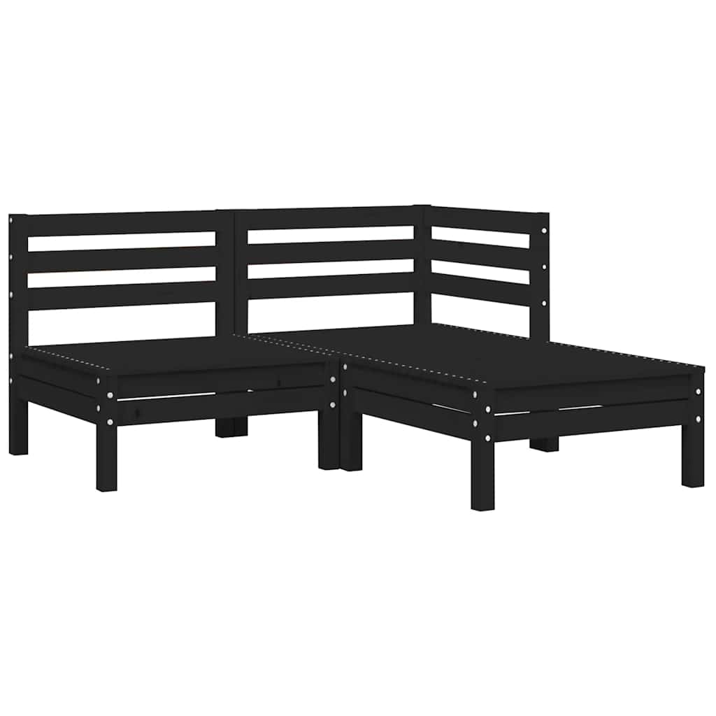 vidaXL Ensemble de mobilier de jardin 3 pcs avec coussins Bois de pin massif Noir
