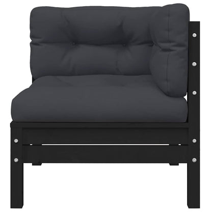 vidaXL Ensemble de mobilier de jardin 3 pcs avec coussins Bois de pin massif Noir