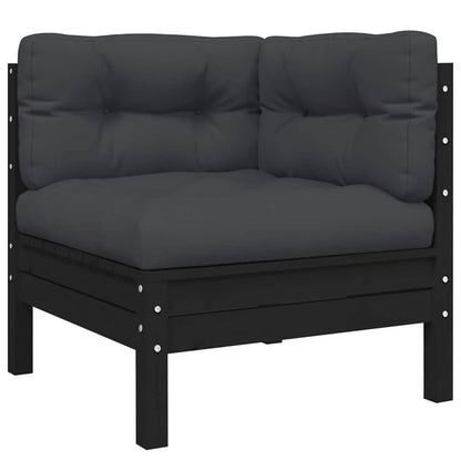 vidaXL Ensemble de mobilier de jardin 3 pcs avec coussins Bois de pin massif Noir
