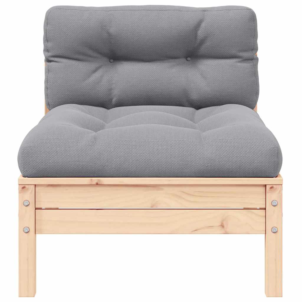 vidaXL Salon de jardin 3 pièces avec coussins Gris Bois de pin massif