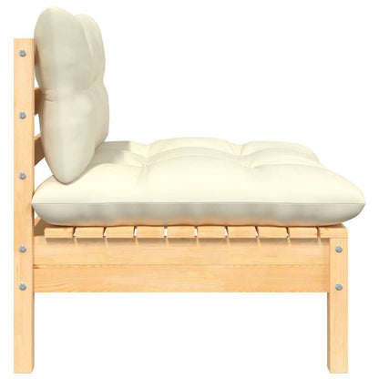 vidaXL 3-tlg. Garten-Lounge-Set mit Kissen in Creme Massivholz Kiefer