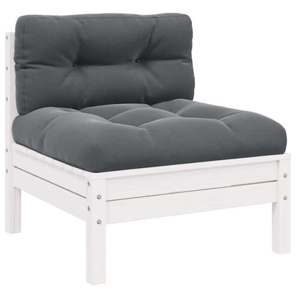 vidaXL Ensemble de salon de jardin 3 pcs avec coussins Blanc Bois de pin massif