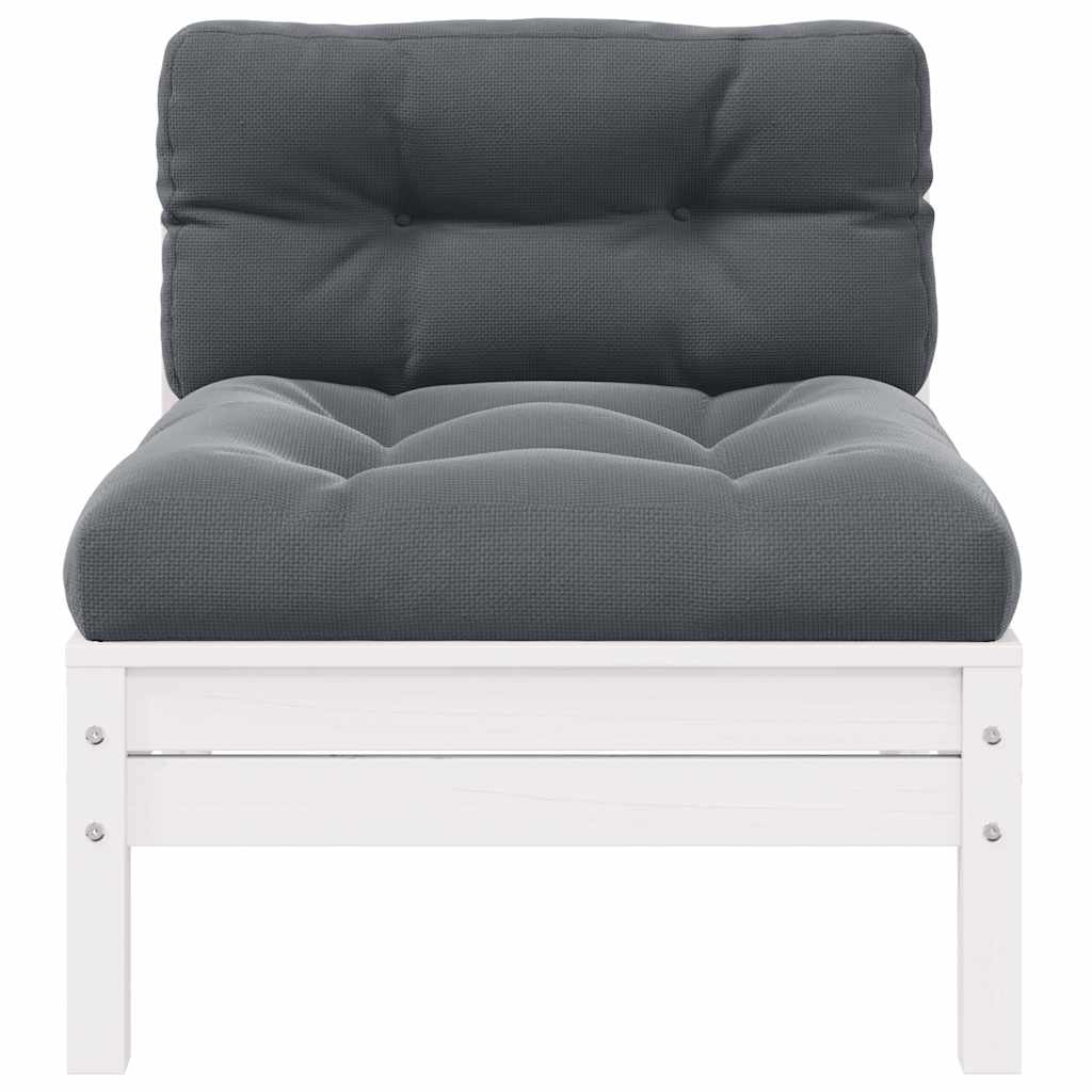 vidaXL Ensemble de salon de jardin 3 pcs avec coussins Blanc Bois de pin massif