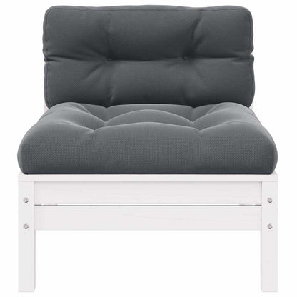 vidaXL Ensemble de salon de jardin 3 pcs avec coussins Blanc Bois de pin massif