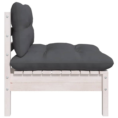vidaXL Ensemble de salon de jardin 3 pcs avec coussins Blanc Bois de pin massif