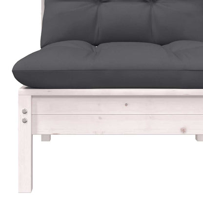 vidaXL Ensemble de salon de jardin 3 pcs avec coussins Blanc Bois de pin massif
