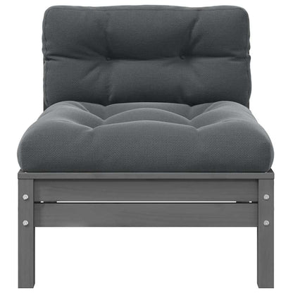 vidaXL 3-tlg. Garten-Lounge-Set mit Kissen Grau Kiefer Massivholz