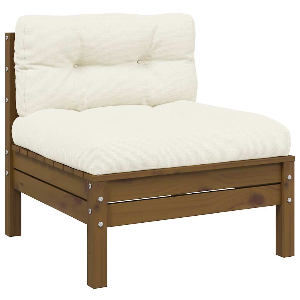 vidaXL Salon de jardin 3 pcs avec coussins crème Bois de pin massif