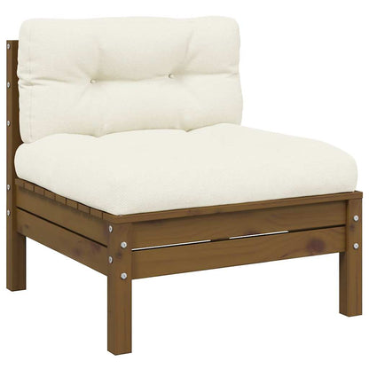 vidaXL Salon de jardin 3 pcs avec coussins crème Bois de pin massif