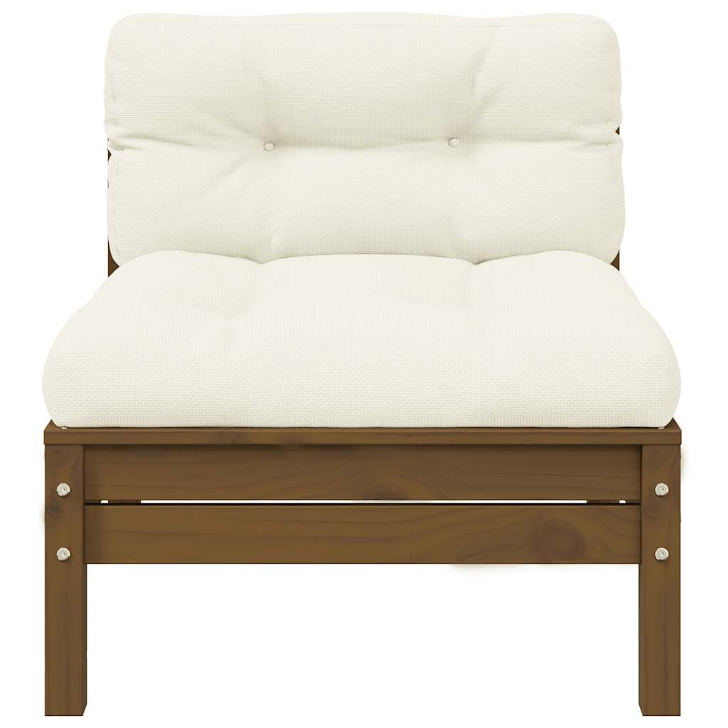 vidaXL Salon de jardin 3 pcs avec coussins crème Bois de pin massif