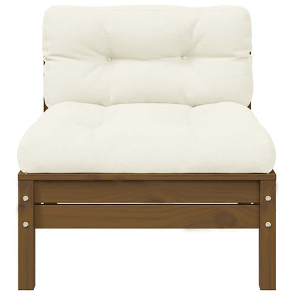 vidaXL Salon de jardin 3 pcs avec coussins crème Bois de pin massif