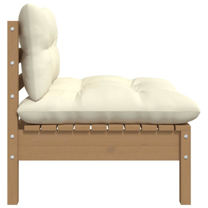vidaXL Salon de jardin 3 pcs avec coussins crème Bois de pin massif