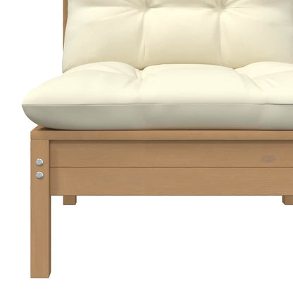 vidaXL Salon de jardin 3 pcs avec coussins crème Bois de pin massif
