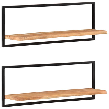 vidaXL Wandregale 2 Stk. 100x24x35 cm Massivholz Akazie und Stahl