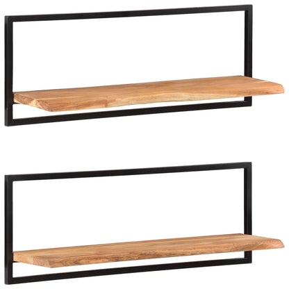 vidaXL Wandregale 2 Stk. 100x24x35 cm Massivholz Akazie und Stahl