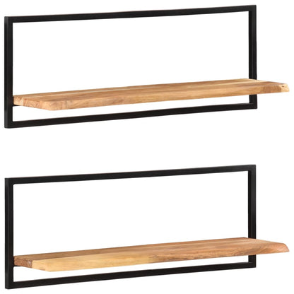 vidaXL Wandregale 2 Stk. 100x24x35 cm Massivholz Akazie und Stahl