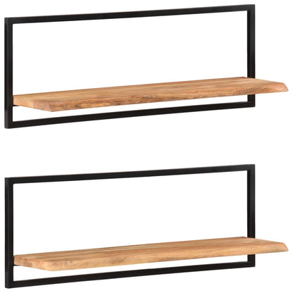 vidaXL Wandregale 2 Stk. 100x24x35 cm Massivholz Akazie und Stahl