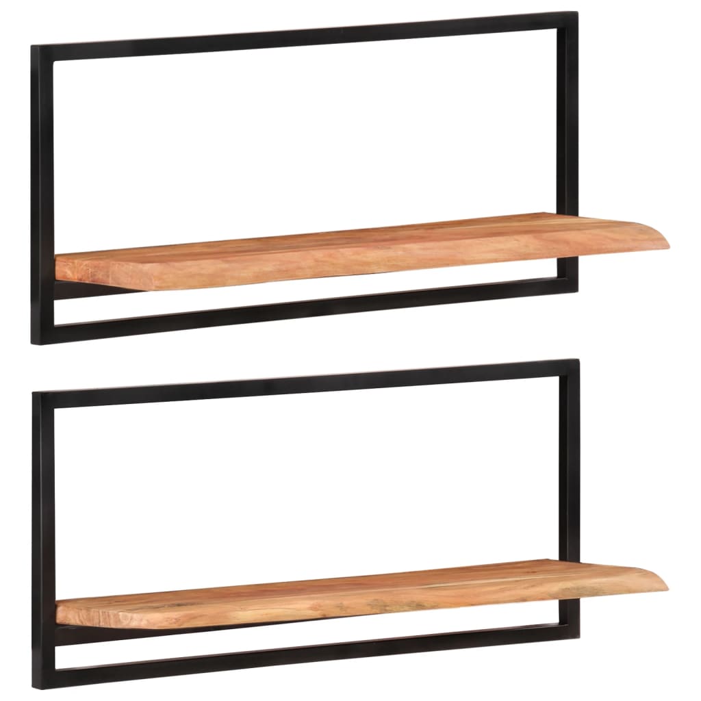 vidaXL Wandregale 2 Stk. 80x25x35 cm Massivholz Akazie und Stahl