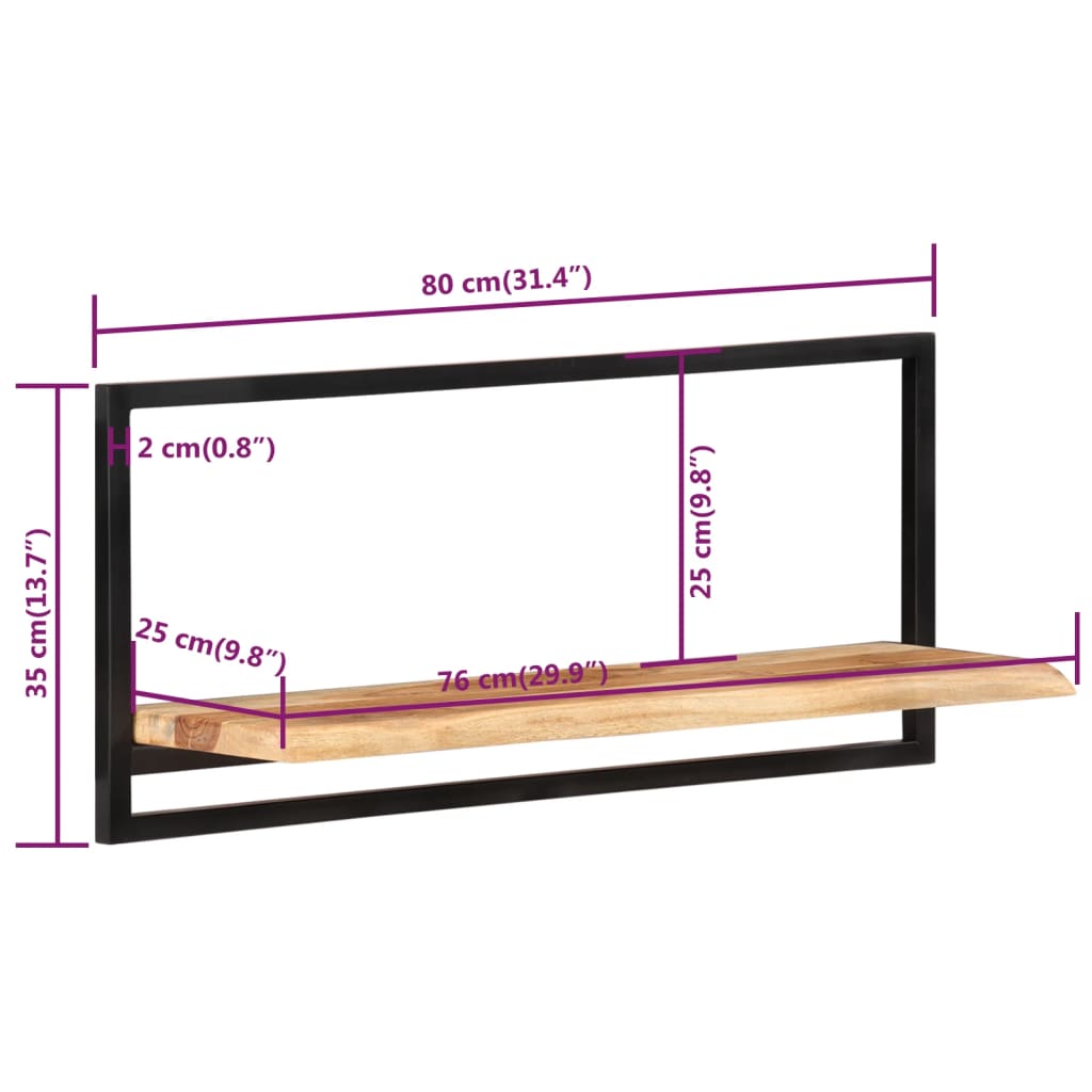 vidaXL Wandregale 2 Stk. 80x25x35 cm Massivholz Akazie und Stahl