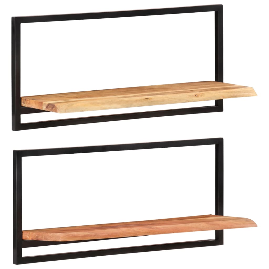 vidaXL Wandregale 2 Stk. 80x25x35 cm Massivholz Akazie und Stahl