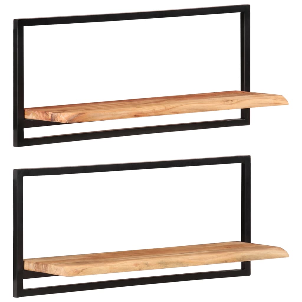 vidaXL Wandregale 2 Stk. 80x25x35 cm Massivholz Akazie und Stahl