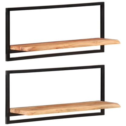 vidaXL Wandregale 2 Stk. 80x25x35 cm Massivholz Akazie und Stahl