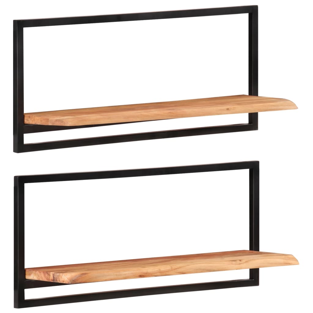 vidaXL Wandregale 2 Stk. 80x25x35 cm Massivholz Akazie und Stahl