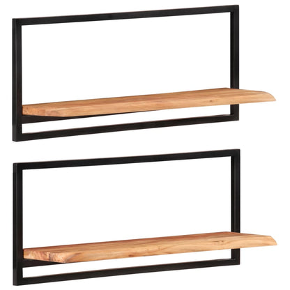 vidaXL Wandregale 2 Stk. 80x25x35 cm Massivholz Akazie und Stahl