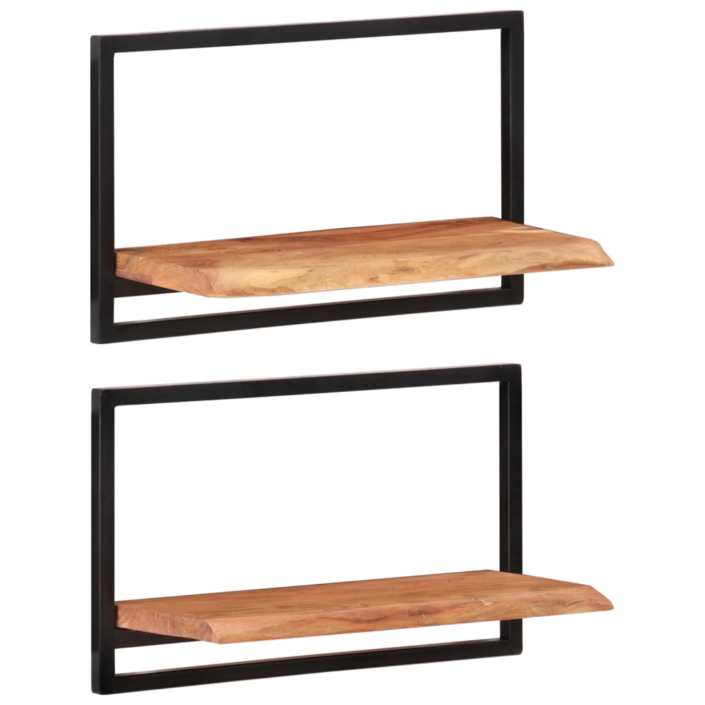 vidaXL Wandregale 2 Stk. 60x25x35 cm Massivholz Akazie und Stahl