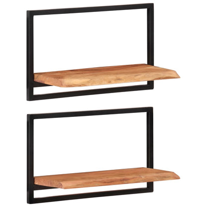 vidaXL Wandregale 2 Stk. 60x25x35 cm Massivholz Akazie und Stahl