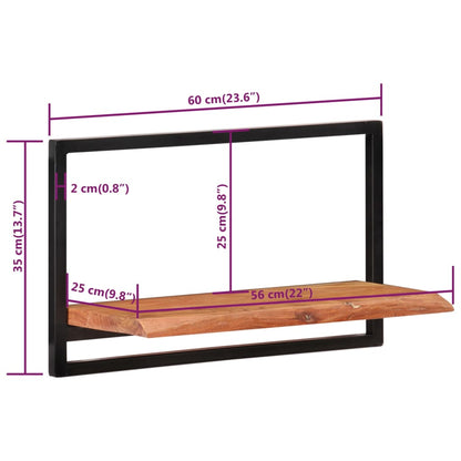 vidaXL Wandregale 2 Stk. 60x25x35 cm Massivholz Akazie und Stahl